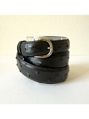 Rod Patrick Mens Black Full Quill Ostrich Leather Western Belt 46 1.25" Taper 1"